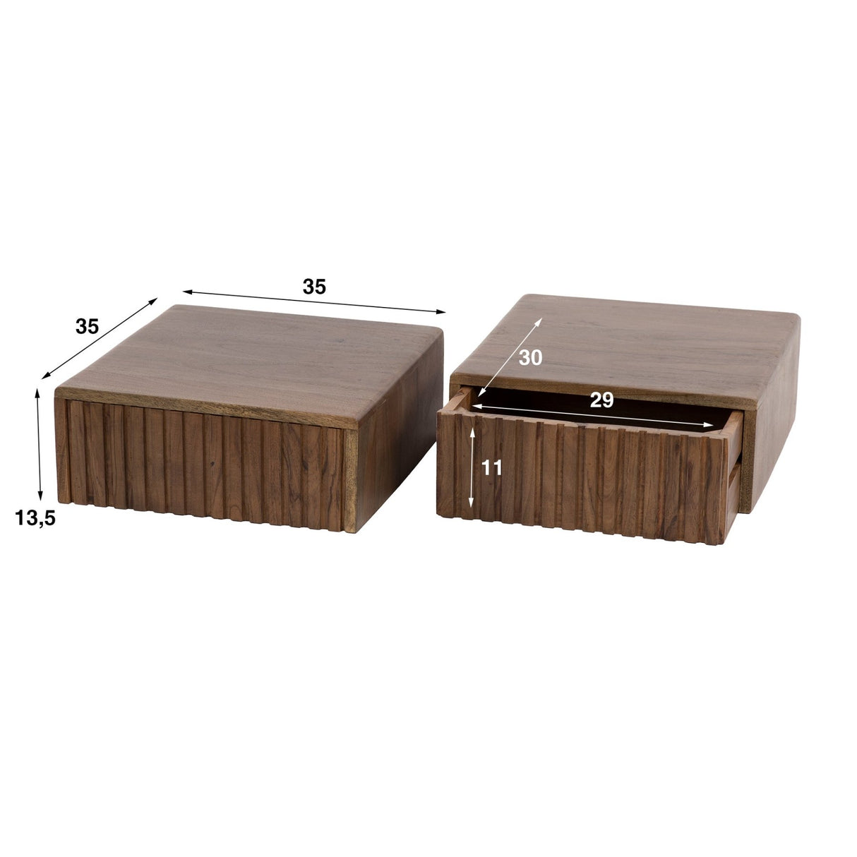 Schwebender Nachttisch Akazienholz Drift Brown – 1 Schublade 
