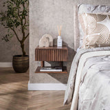 Schwebender Nachttisch Acacia Drift Brown – 1 Schublade 35 cm 