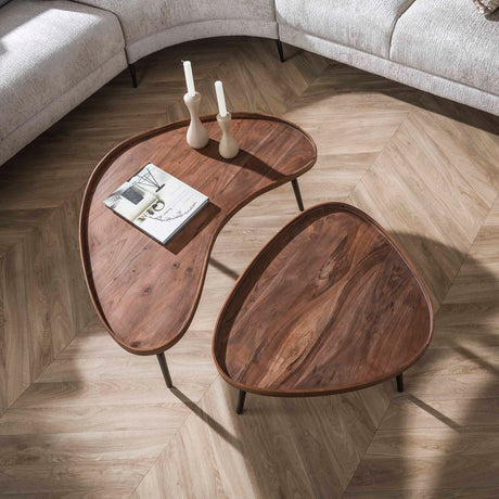 Couchtisch-Set Kira – Organisches Akazienholz Braun (Set von 2) 