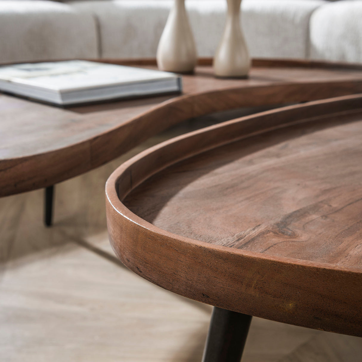 Couchtisch-Set Kira – Organisches Akazienholz Braun (Set von 2) 