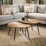 Arno Couchtisch Set von 2 Ø77-Ø60 organisch antikes Gold 