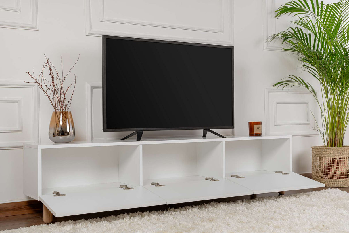 Alvin dressoir wit met houten poten 180 cm Melamine gecoat houtcomposiet