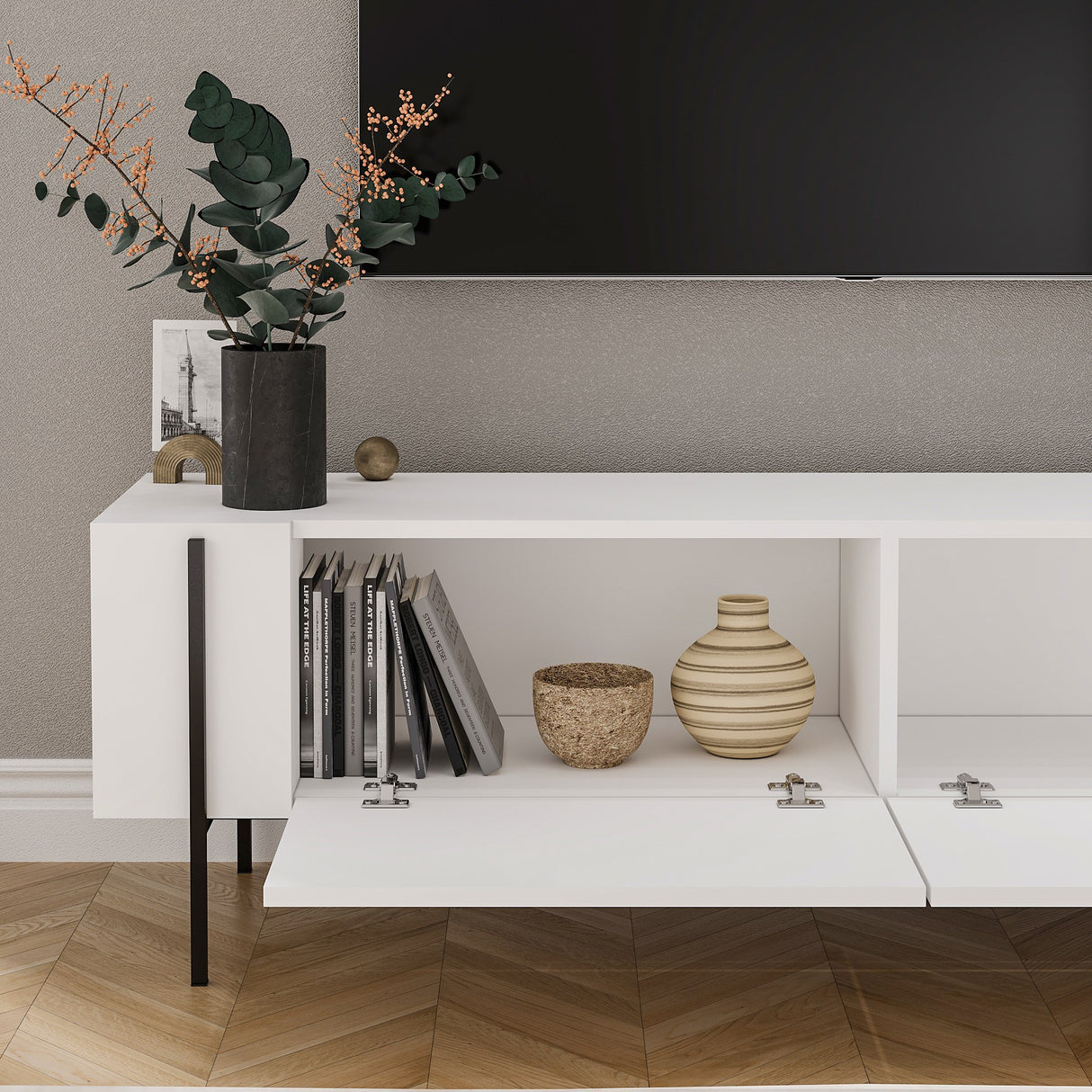 Herman tv-meubel wit 160 cm Gemelamineerd houtcomposiet