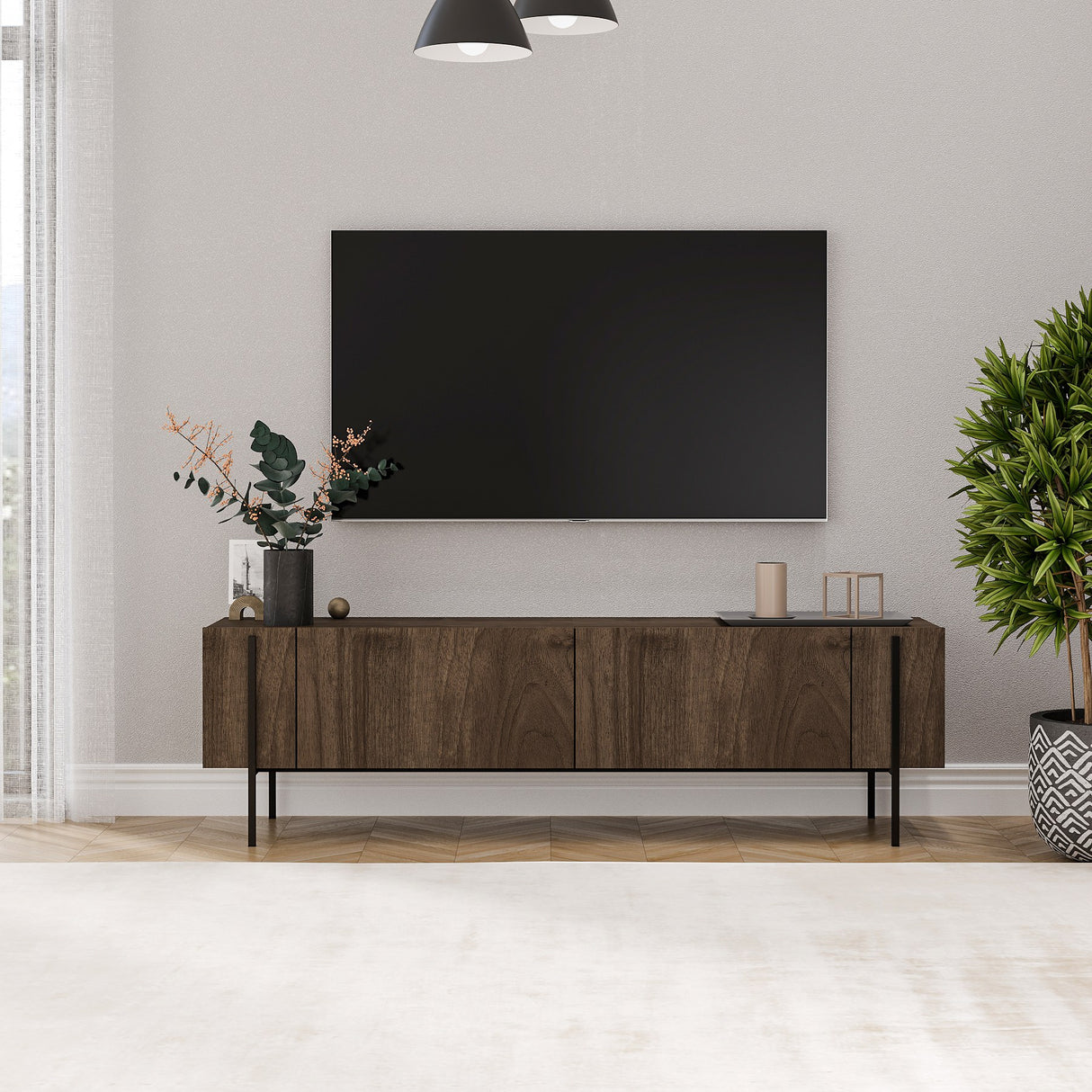 Herman tv-meubel in walnootlook 160 cm Gemelamineerd hout