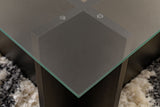 Rechteckiger Moderner Couchtisch Vetroni Schwarz Holzoptik - Glas - 105x65 cm 