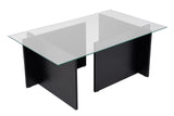 Rechteckiger Moderner Couchtisch Vetroni Schwarz Holzoptik - Glas - 105x65 cm 