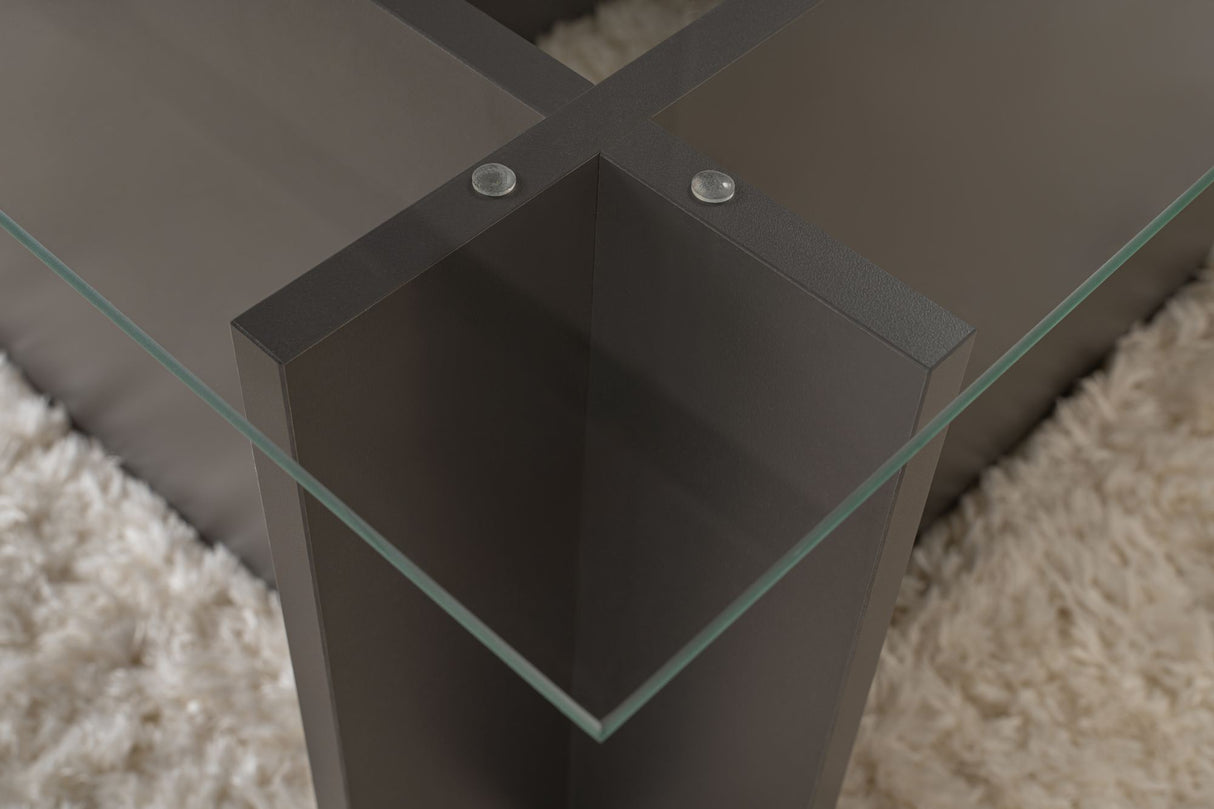 Rechteckiger Moderner Couchtisch Vetroni Anthrazit - Glas - 105x65 cm 