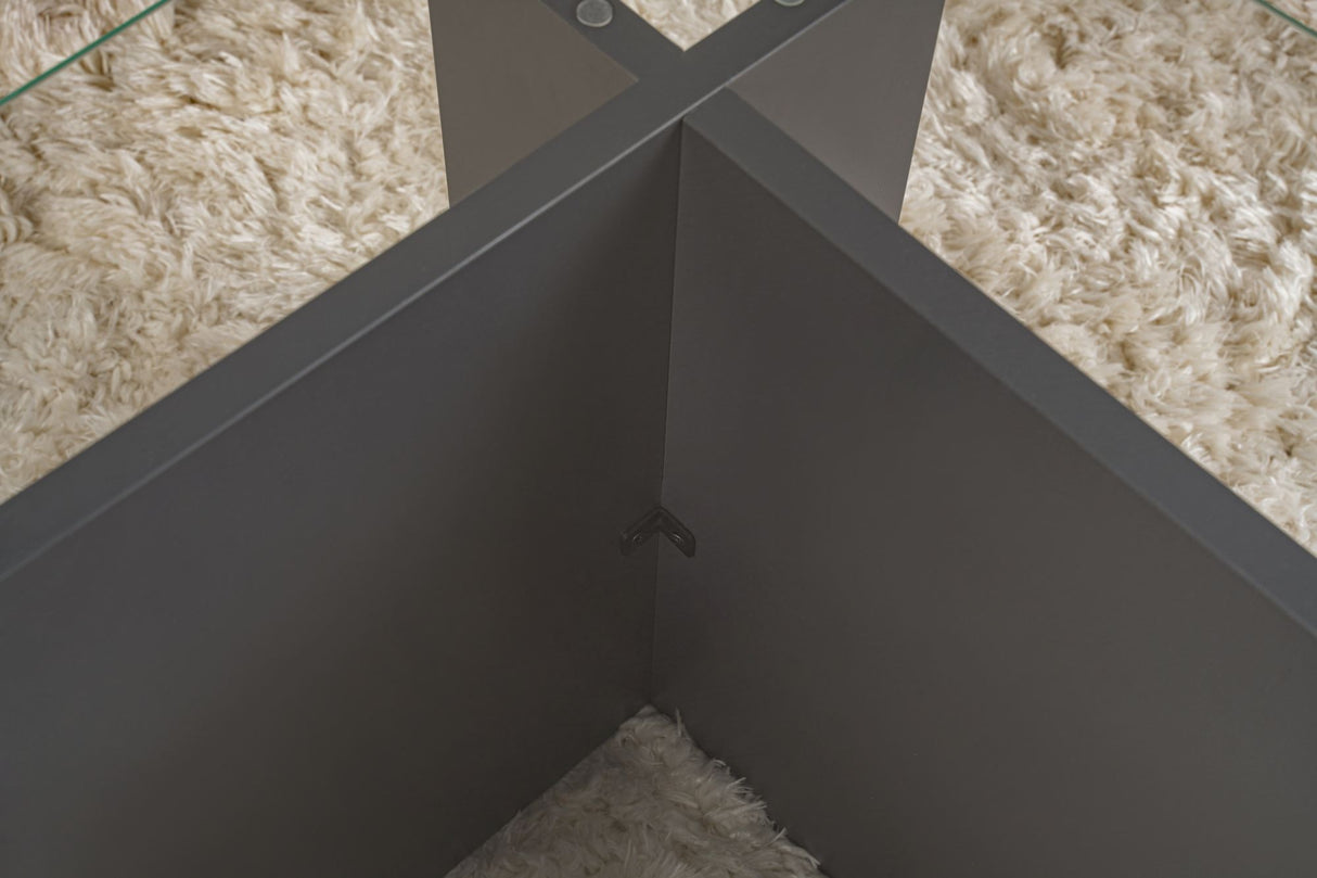 Rechteckiger Moderner Couchtisch Vetroni Anthrazit - Glas - 105x65 cm 