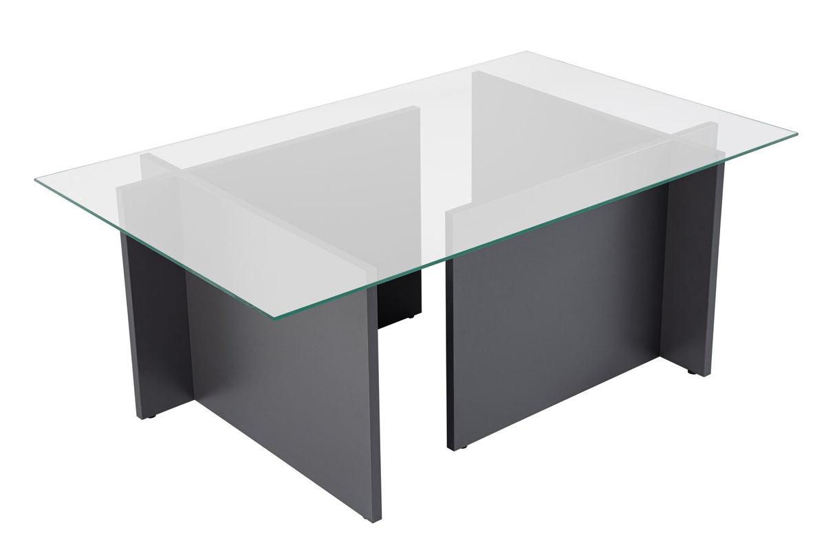 Rechteckiger Moderner Couchtisch Vetroni Anthrazit - Glas - 105x65 cm 
