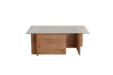 Rechteckiger Moderner Couchtisch Vetroni Atlantische Kiefernholz Optik - Glas - 105x65 cm 