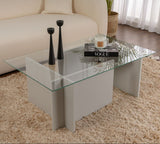 Rechteckiger Moderner Couchtisch Vetroni Grau - Glas - 105x65 cm 