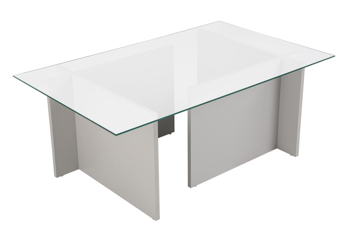 Rechteckiger Moderner Couchtisch Vetroni Grau - Glas - 105x65 cm 