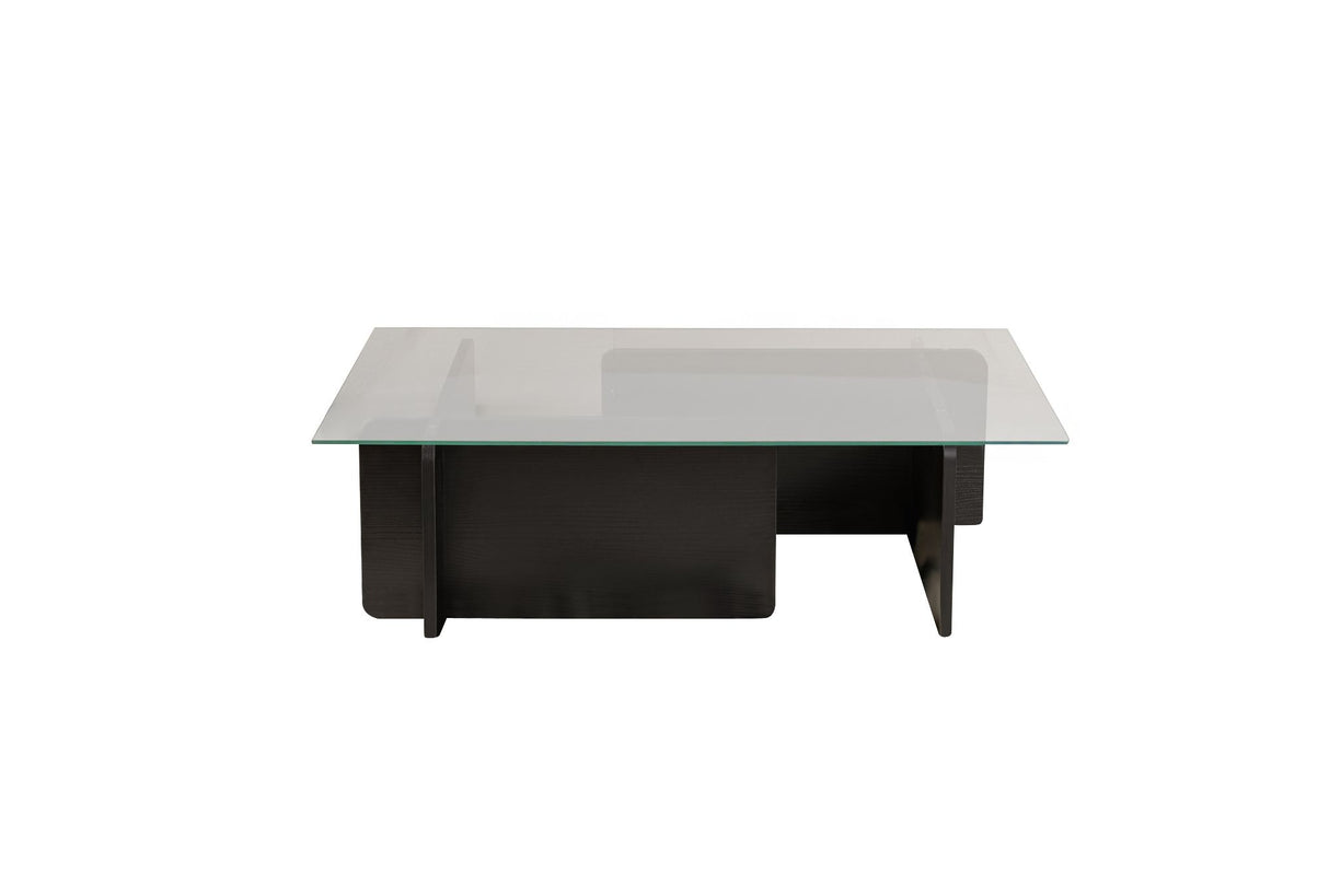 Couchtisch Schwarz Holz Melamin Glas Opal 105x65x30 cm 