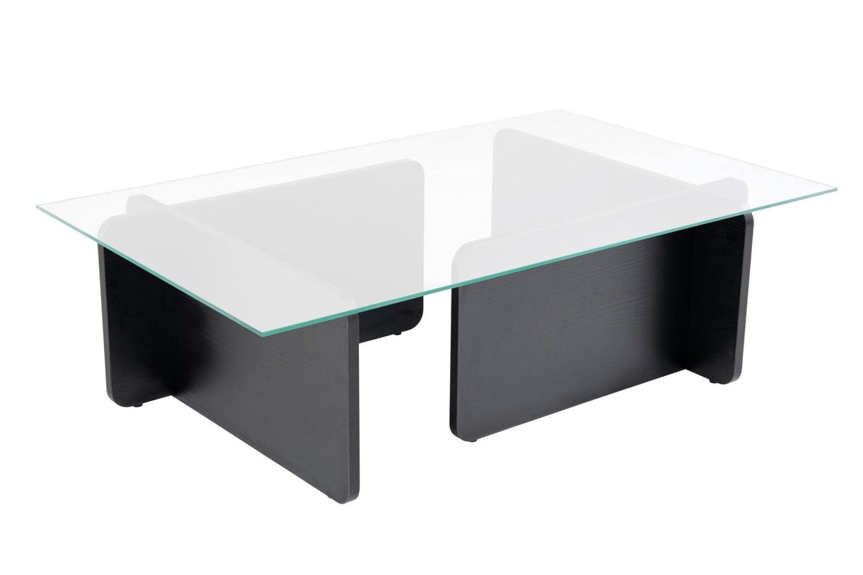Couchtisch Schwarz Holz Melamin Glas Opal 105x65x30 cm 