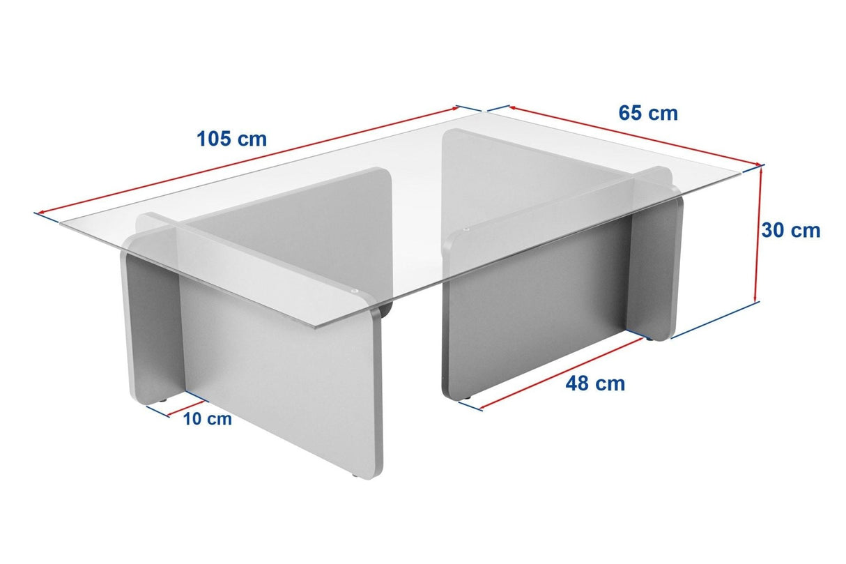 Couchtisch Schwarz Holz Melamin Glas Opal 105x65x30 cm 