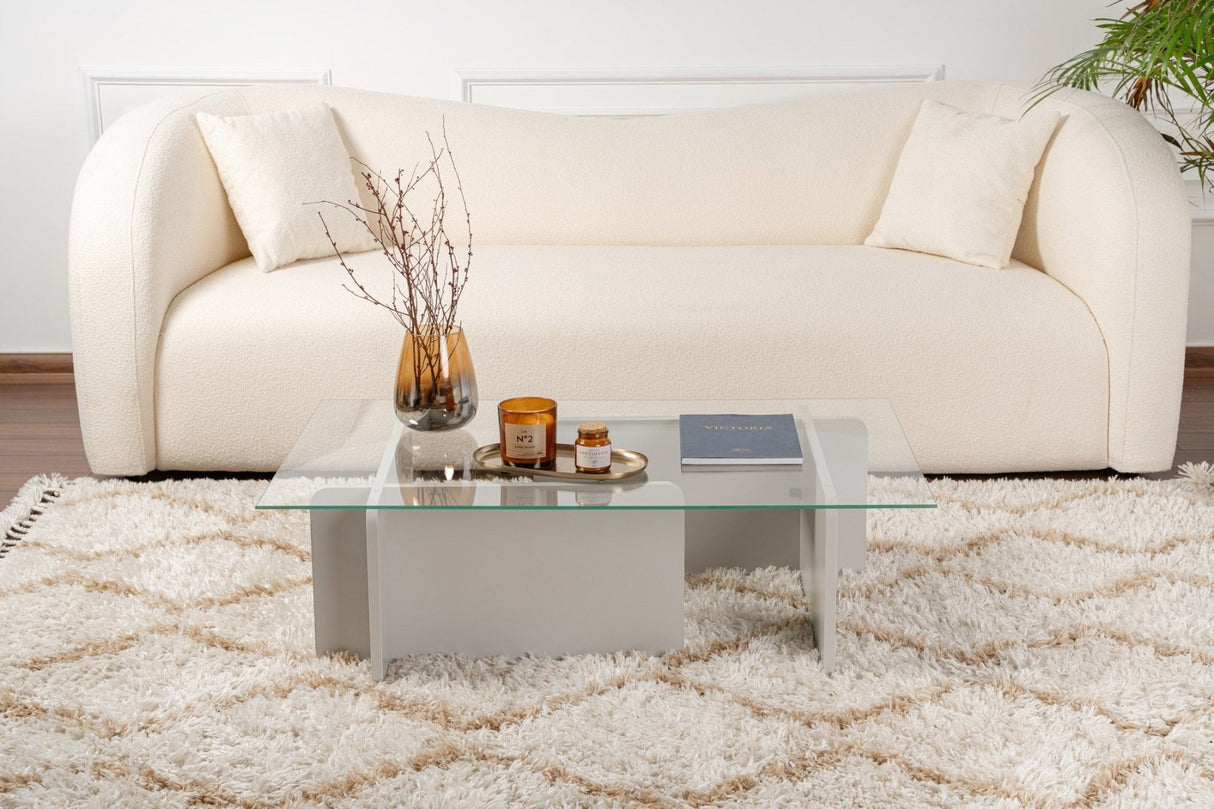 Salontafel Grijs Melamine Glas Opal 105x65x30 cm