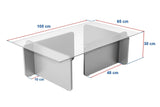 Salontafel Grijs Melamine Glas Opal 105x65x30 cm