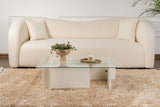 Couchtisch Weiß Melamin Glas Opal 105x65x30 cm 