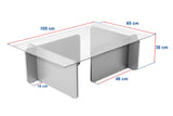 Couchtisch Weiß Melamin Glas Opal 105x65x30 cm 