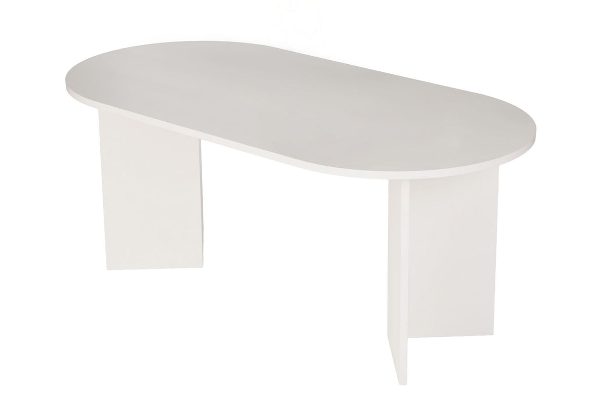 Eettafels - Ovale eettafel Wit melamine - Japandi - 180x89,5x75 cm - Sota - Dimehouse