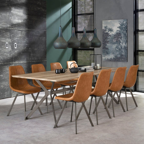 Esszimmerstuhl Braun Siena Saddle PU Kunstleder 