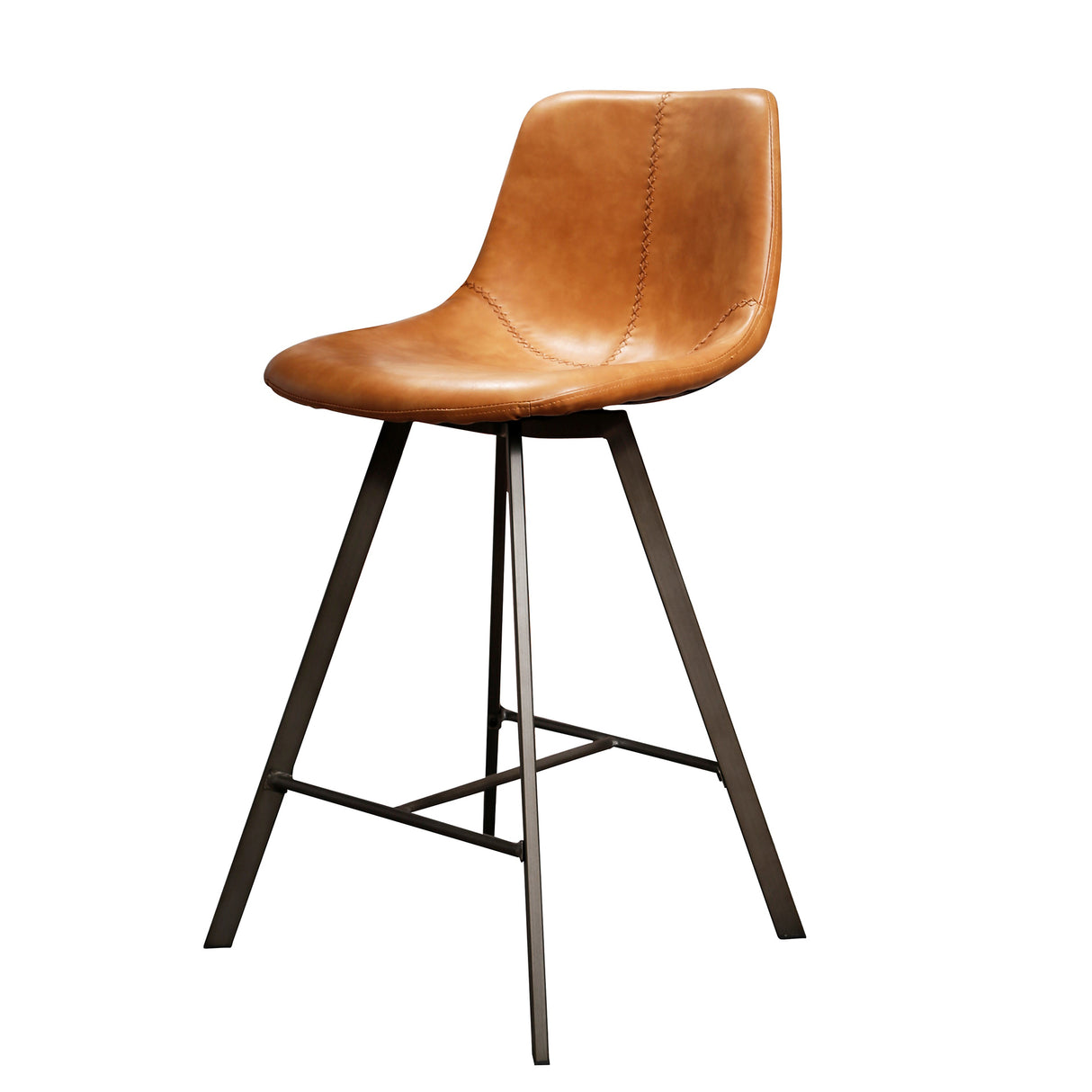Set von 4 Barhockern Siena Saddle PU braun 