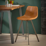 Set von 4 Barhockern Siena Saddle PU braun 