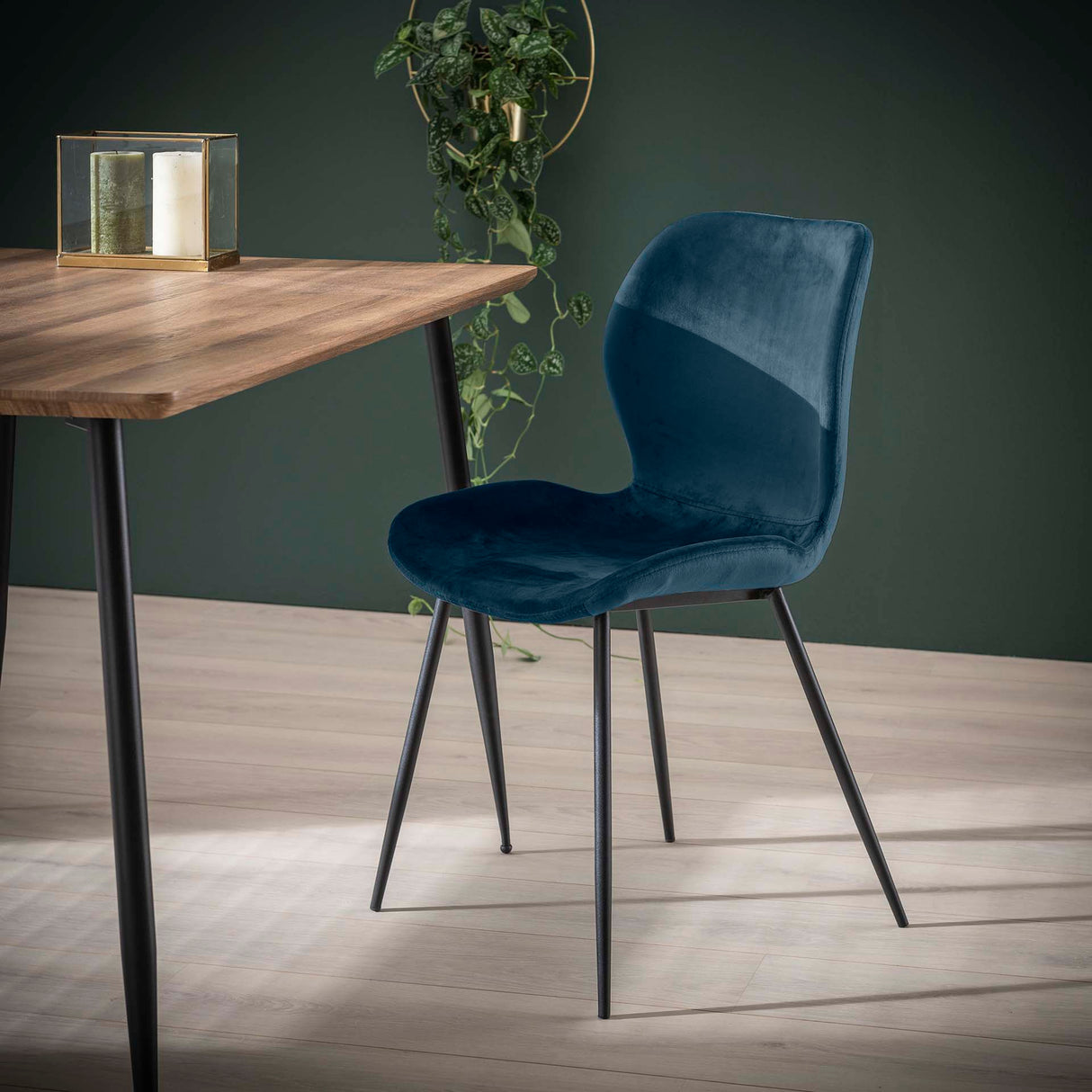 Set von 4 Esszimmerstühlen Argo Velours blau 