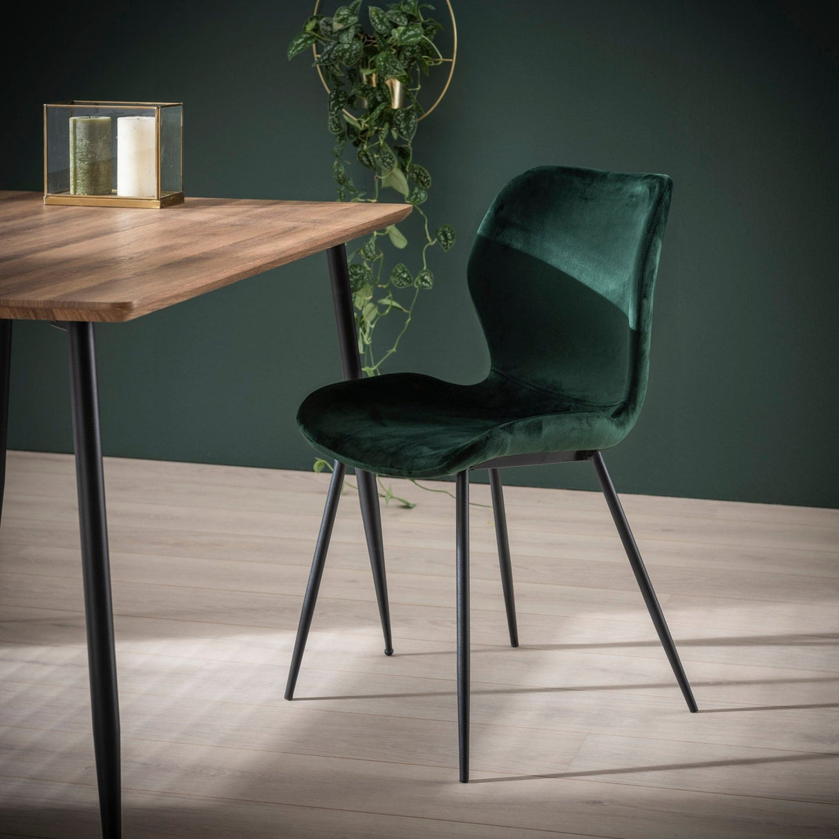 Set von 4 Esszimmerstühlen Argo Velours Grün 