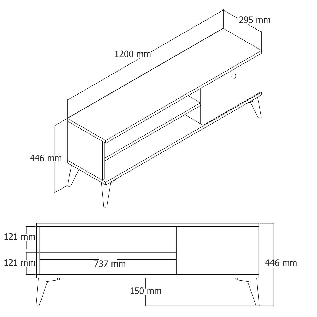 TV -Möbel Retro 1562 Oak Melamin 120x44.6x cm