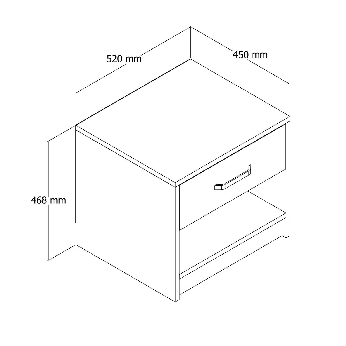 Nachttisch Grande Oak Melamin 52x46.8x45 cm