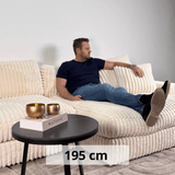 3-Sitzer-Ecksofa XXL Beige Geripptes Sofa Nia
