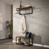 Garderobenstange Arlo mit Kleiderstange und Hutablage, 8 Haken, Drift Braun 