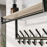 Garderobenstange Aria und Hutablage mit 2x7 Haken, Melamin Travertin 