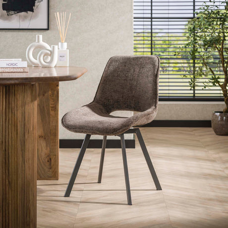 Set von 4 drehbaren Esszimmerstühlen Silos Chenille Taupe 