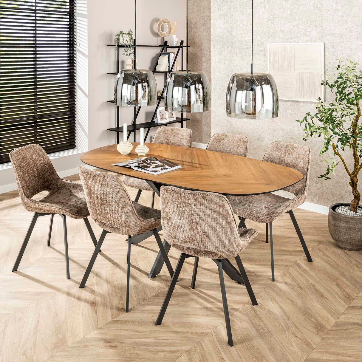 Set von 4 Esszimmerstühlen Riviera Rich Champagner drehbar 