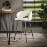 Set von 2 Barhockern Alba Bouclé Weiß 