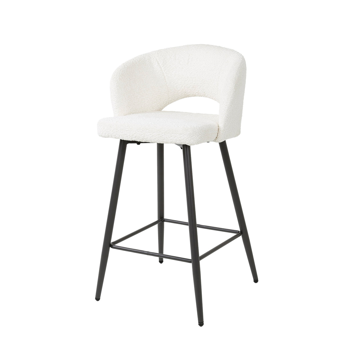 Set von 2 Barhockern Alba Bouclé Weiß 