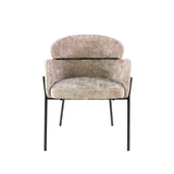 Esszimmerstuhl Lola Bouclé Stoff Sandfarbe mit rundem Rücken und Arm 