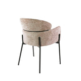 Esszimmerstuhl Lola Bouclé Stoff Sandfarbe mit rundem Rücken und Arm 