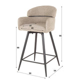 Set von 2 Barhockern Sienna Bouclé Sand runde Rücken drehbar 