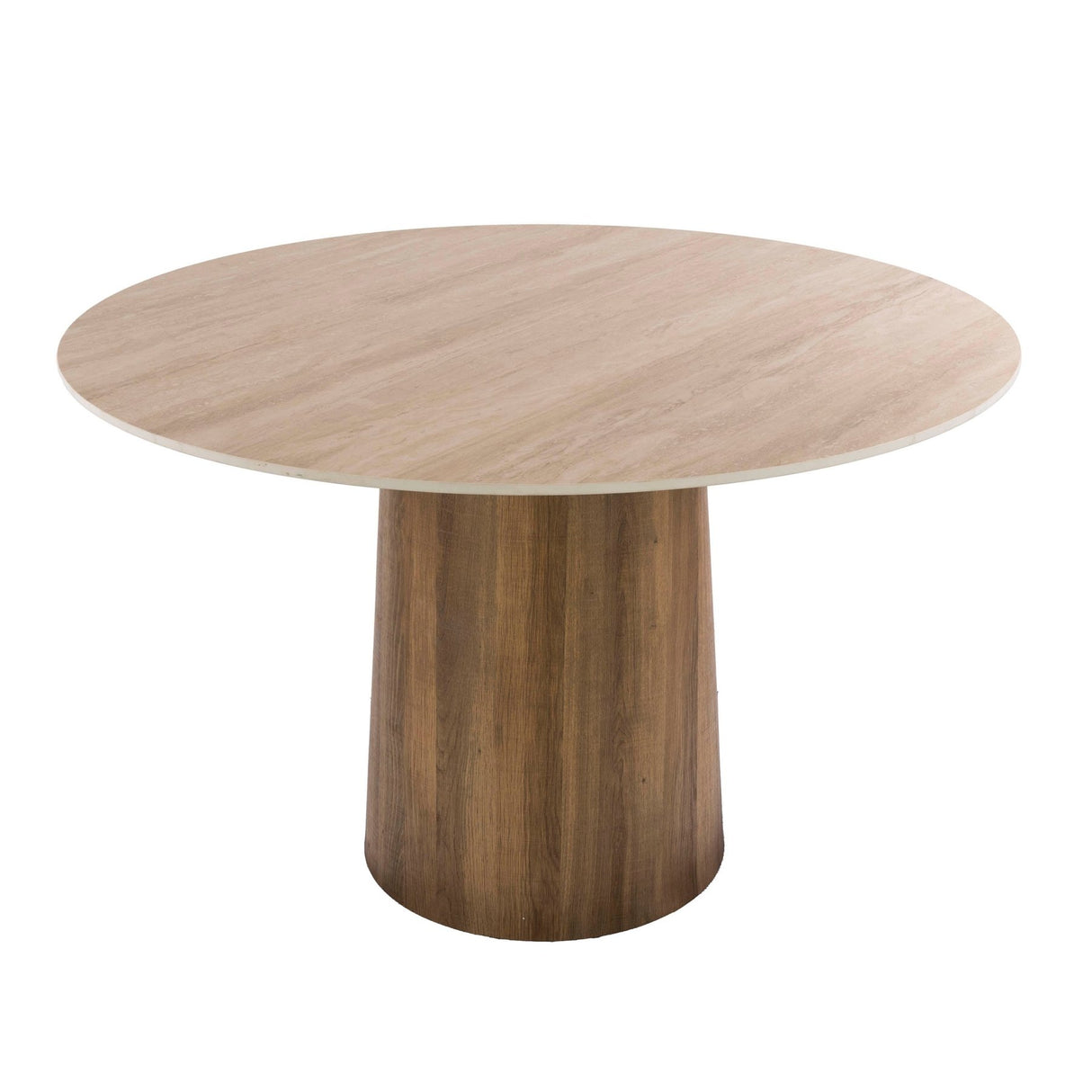 Runder Esstisch Jimi Ø120 cm beige Travertinkeramik