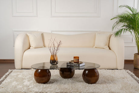 Couchtisch Sphere Walnuss und Grau 120x70 cm Walnuss Grau Sicherheitsglas 