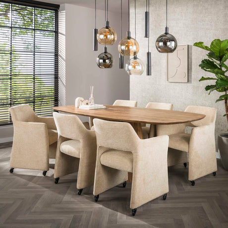 Satz von 2 Esszimmerstühlen Jaroq Sand auf Rollen 