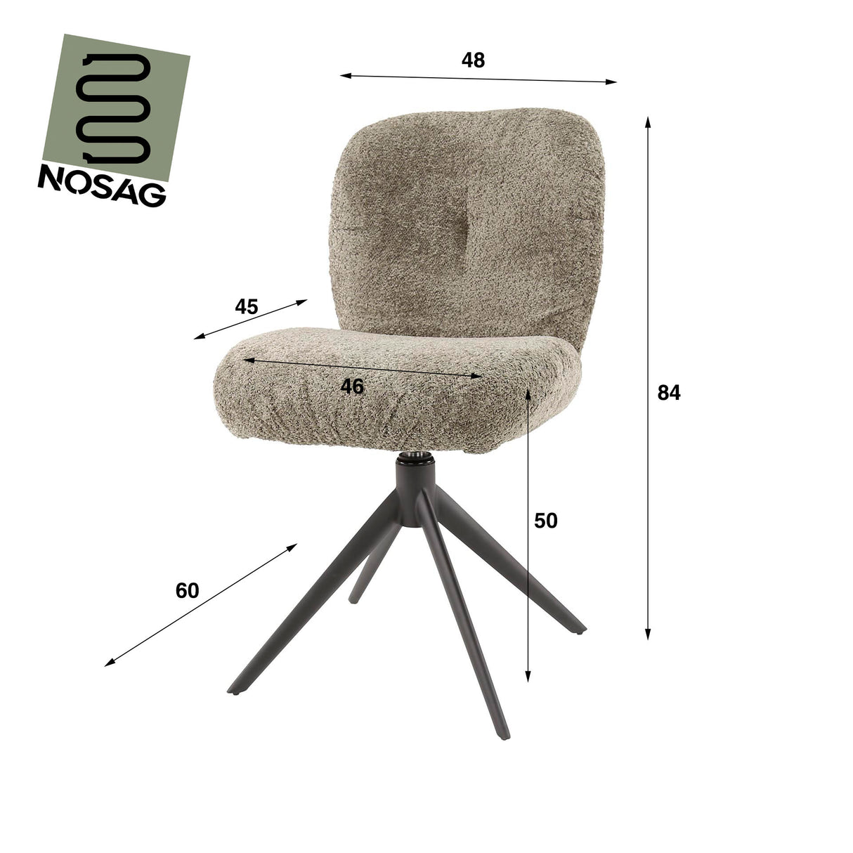 Draaibare Eetkamerstoel Taupe Bouclé Lirio Draaibaar