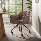 Satz von 2 Esszimmerstühlen Richmond Taupe Stoff mit Rollen 