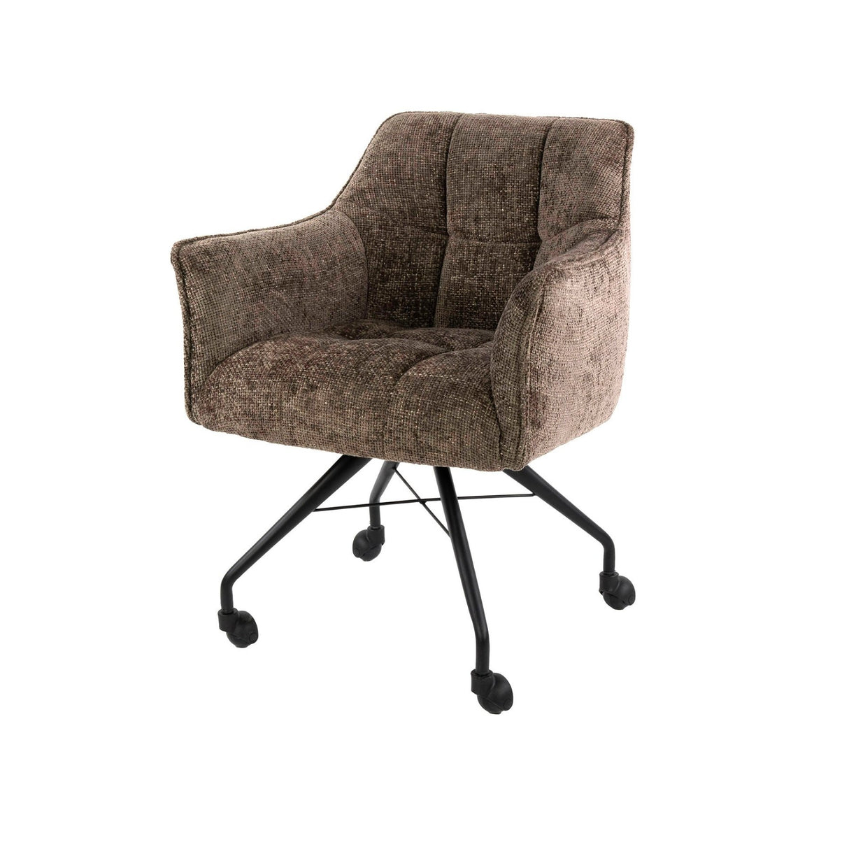 Satz von 2 Esszimmerstühlen Richmond Taupe Stoff mit Rollen 