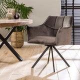 Set von 2 Esszimmerstühlen Lino Samt Anthrazit Drehbar 