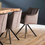 Set von 2 Esszimmerstühlen Lino Samt Anthrazit Drehbar 