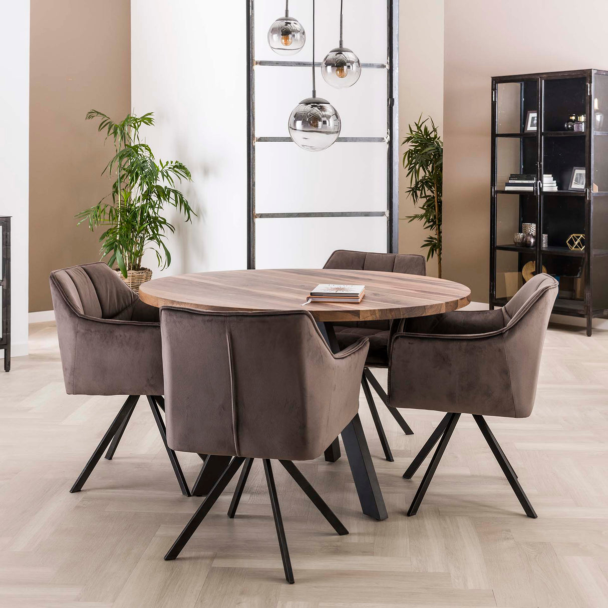 Set von 2 Esszimmerstühlen Lino Samt Anthrazit Drehbar 